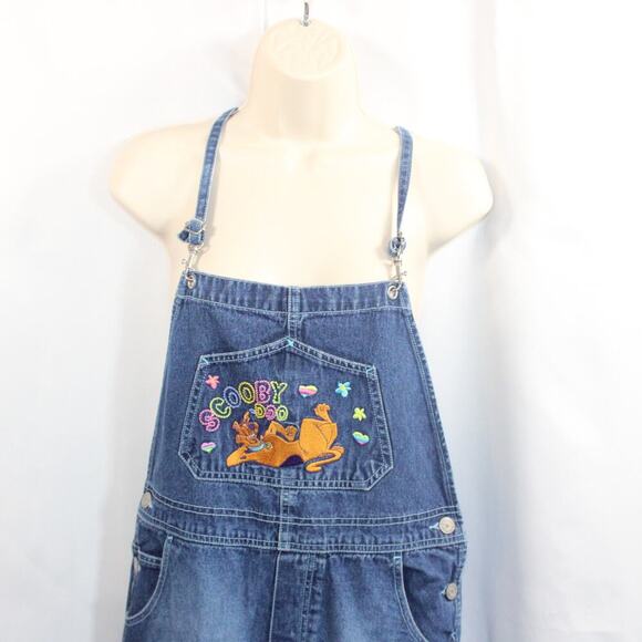 Vintage Scooby Doo Denim Overalls Kids Cartoon Baggy 90s Y2K Size 16 XL - Picture 11 of 14
